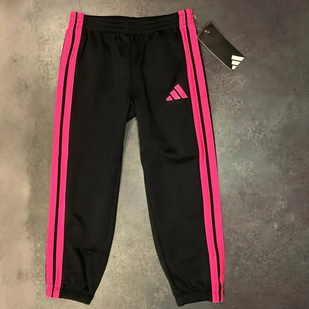 Pink 3 Stripe Adidas Black Jogger Track Pant NWT Athletic Girls 5T